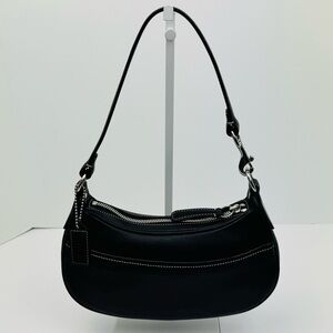 Coach Vintage Hampton Demi Hobo. Smooth, soft black leather. Crescent shape.
